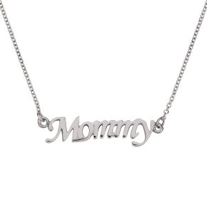Λευκόχρυσο κολιέ με όνομα με αλυσίδα Κ14 (ΛM02) - Mommy