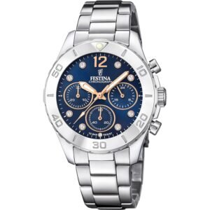 Festina "Boyfriend" Crystals-Chrono Silver Stainless Steel Bracelet (F20603/3)