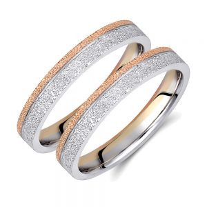 Ζευγάρι Βέρες γάμου-αρραβώνα Λευκόχρυσο-Ροζ Χρυσό Κ14 (Σχ.408)