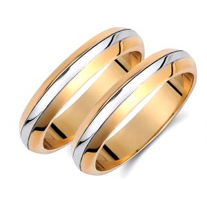 Ζευγάρι Βέρες γάμου-αρραβώνα Λευκόχρυσο-Χρυσό Κ14 (Σχ.69Α)