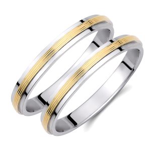 Ζευγάρι Βέρες γάμου-αρραβώνα Λευκόχρυσο-Χρυσό Κ14 (Σχ.129)