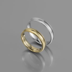 Ζευγάρι Βέρες γάμου-αρραβώνα Λευκόχρυσο-Χρυσό Κ14 (Σχ.25-25)