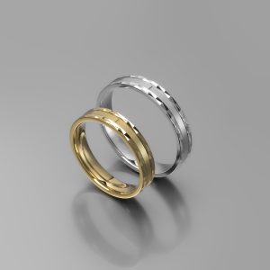 Ζευγάρι Βέρες γάμου-αρραβώνα Λευκόχρυσο-Χρυσό Κ14 (Σχ.25-05)