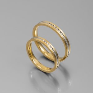 Ζευγάρι Βέρες γάμου-αρραβώνα δίχρωμο Χρυσό και Λευκόχρυσο Κ14 (Σχ.23-08)