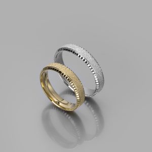 Ζευγάρι Βέρες γάμου-αρραβώνα Λευκόχρυσο-Χρυσό Κ14 (Σχ.25-14)