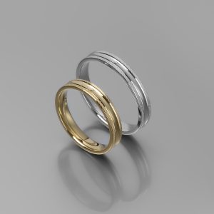 Ζευγάρι Βέρες γάμου-αρραβώνα Λευκόχρυσο-Χρυσό Κ14 (Σχ.25-16)