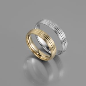 Ζευγάρι Βέρες γάμου-αρραβώνα Λευκόχρυσο-Χρυσό Κ14 (Σχ.25-29)