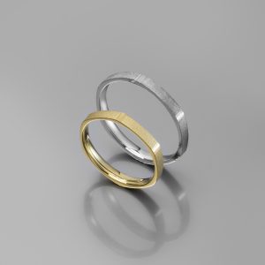 Ζευγάρι Βέρες γάμου-αρραβώνα Λευκόχρυσο-Χρυσό Κ14 (Σχ.25-32)