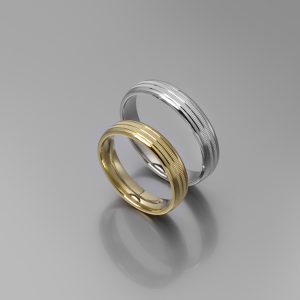 Ζευγάρι Βέρες γάμου-αρραβώνα Λευκόχρυσο-Χρυσό Κ14 (Σχ.25-26)