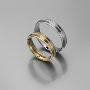 Ζευγάρι Βέρες γάμου-αρραβώνα Λευκόχρυσο-Χρυσό Κ14 (Σχ.25-23)