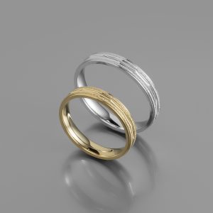 Ζευγάρι Βέρες γάμου-αρραβώνα Λευκόχρυσο-Χρυσό Κ14 (Σχ.25-15)