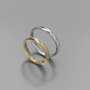 Ζευγάρι Βέρες γάμου-αρραβώνα Λευκόχρυσο-Χρυσό Κ14 (Σχ.25-04)