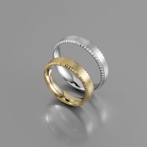 Ζευγάρι Βέρες γάμου-αρραβώνα Λευκόχρυσο-Χρυσό Κ14 (Σχ.25-30)