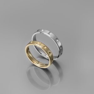 Ζευγάρι Βέρες γάμου-αρραβώνα Λευκόχρυσο-Χρυσό Κ14 (Σχ.25-33)